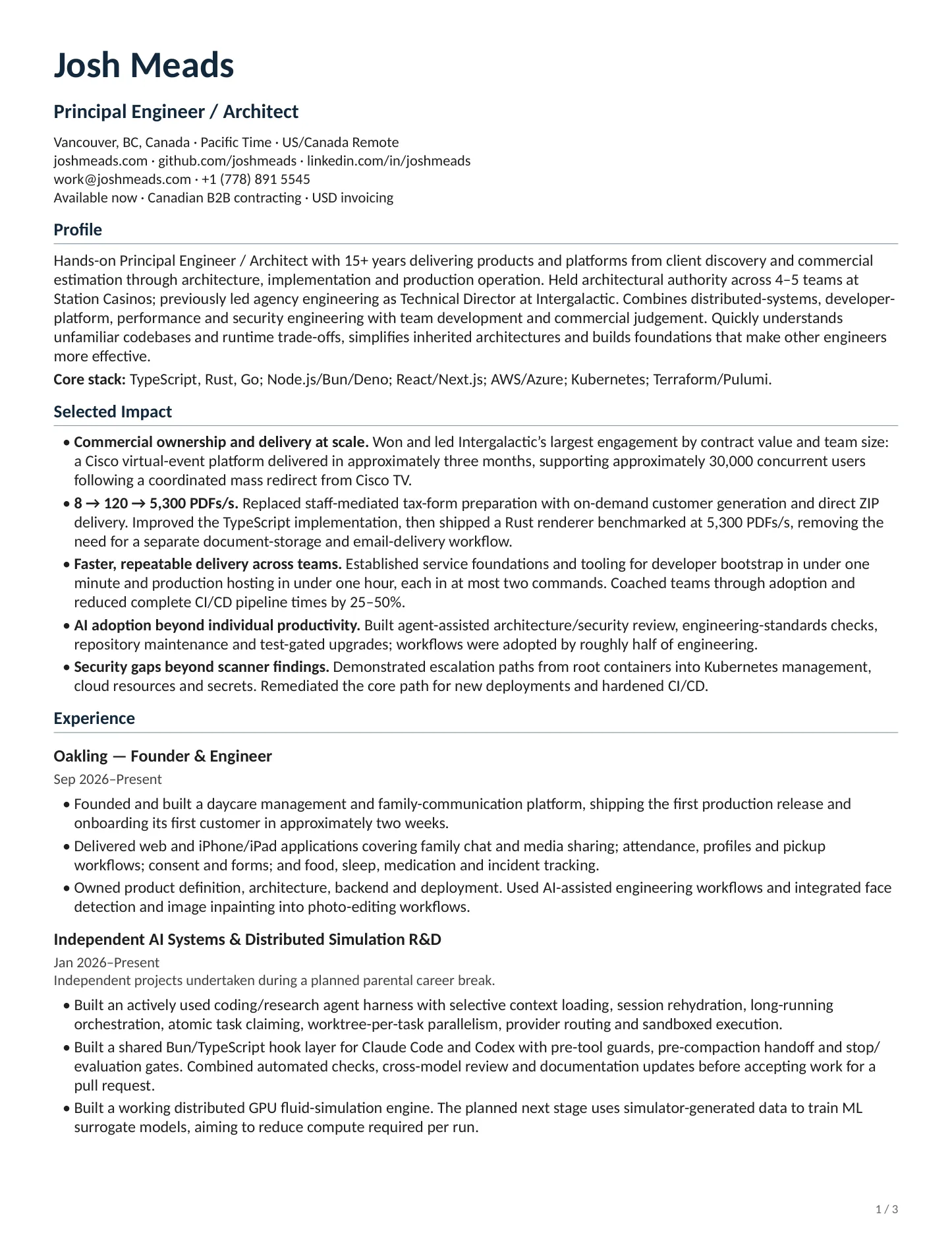 Resume page 1 of 3