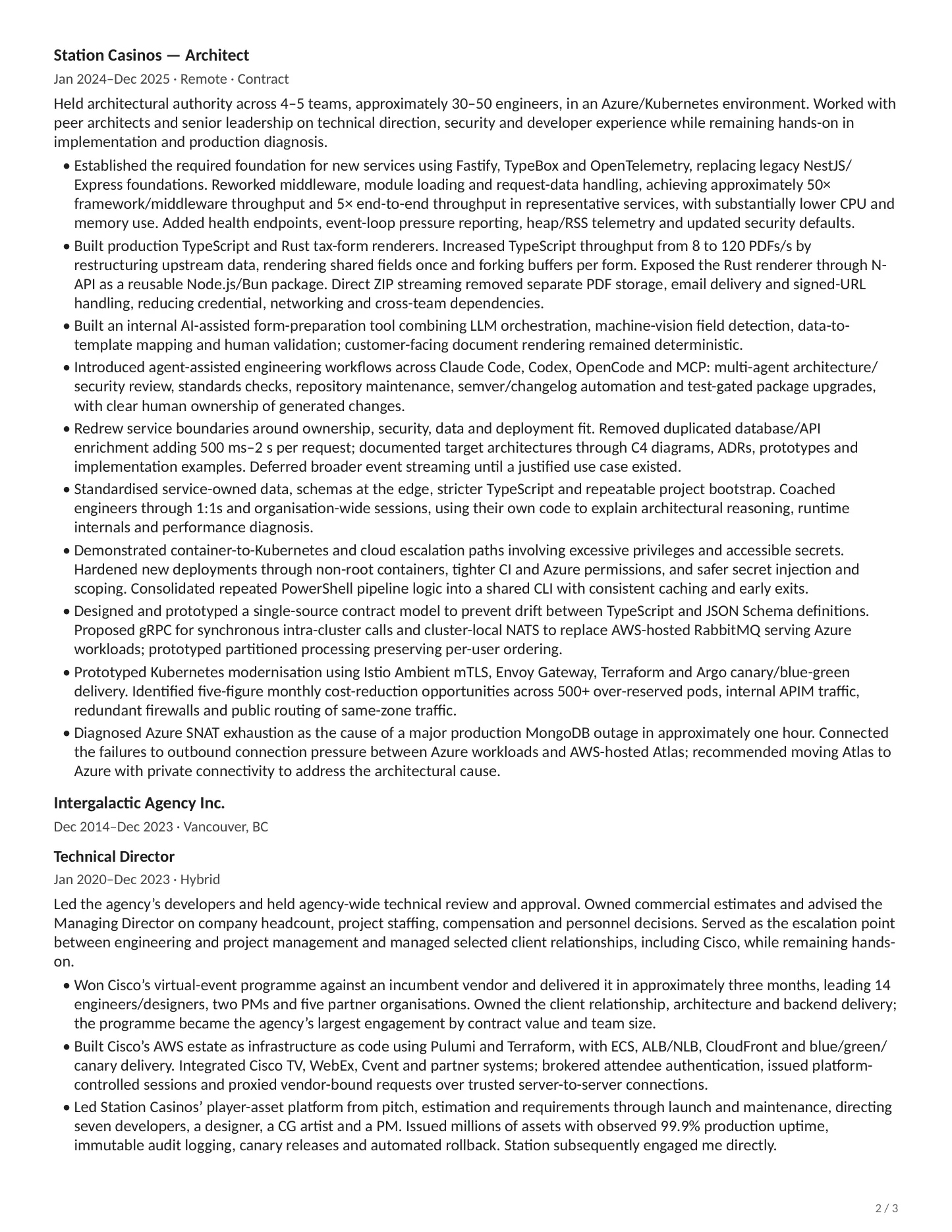 Resume page 2 of 3
