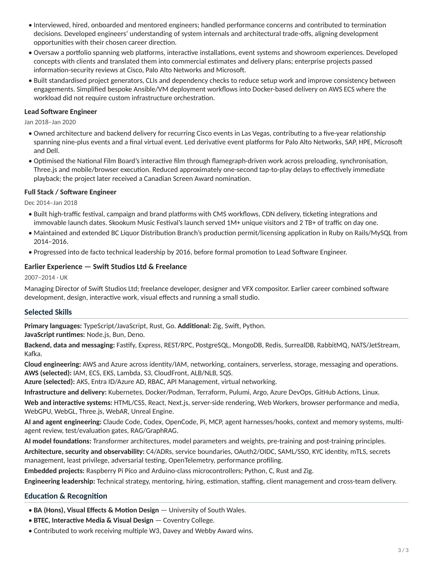 Resume page 3 of 3